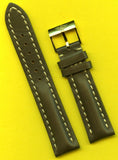 18mm GENUINE BROWN LEATHER MB STRAP BAND VERY PADDED & GOLD BREITLING BUCKLE