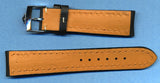 18mm GEN. BLACK LEATHER MB STRAP BAND WHITE STITCH PADDED & PRE TAG HEUER BUCKLE