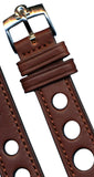 Brown Rally Racing Genuine Leather Strap Band, 18mm  20mm & Omega Steel Buckle