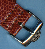 Brown 18mm Genuine Lizard MB Strap Leather Lined & Vintage Steel Heuer Buckle
