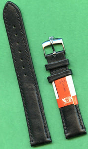 EXTRA LONG GENUINE BLACK CALF LEATHER STRAP 17 18 19 20 mm & ROLEX STEEL BUCKLE