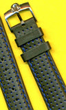 Black Rally Racing Perforated Leather MB Strap Blue Stitch, 20mm & Omega Buckle