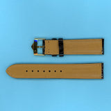 18mm EXTRA LONG GENUINE BLACK LEATHER MB STRAP & TAG HEUER GOLD BUCKLE