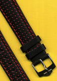 Black Red Race Perforated Leather MB Strap 18mm 20mm and TAG Heuer Buckle Racing