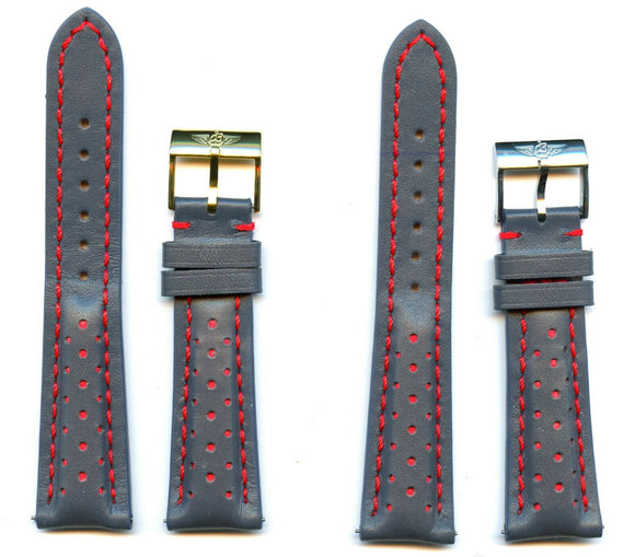 Black Red Rally Racing Gen. Perforated Leather MB Strap 22mm & Breitling Buckle