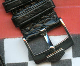 GENUINE ALLIGATOR BLACK STRAP 18mm EXTRA LONG GENUINE TAG HEUER STEEL BUCKLE