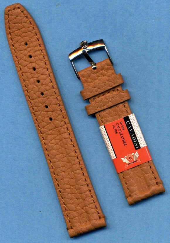 18mm GENUINE CAVADINI TAN CALF LEATHER STRAP BAND TANG & ROLEX STEEL BUCKLE