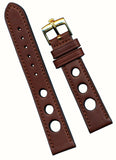 Brown Rally Racing Leather MB Strap 18mm 20mm & Rolex Steel or Gold Plate Buckle