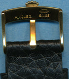 GENUINE BLACK LEATHER CAVADINI STRAP BAND 18mm or 20mm & ROLEX GOLD PLATE BUCKLE