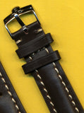 18mm GENUINE BROWN LEATHER PADDED MB BAND STRAP & GENUINE OMEGA STEEL BUCKLE
