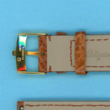 GEN. ALLIGATOR BROWN COGNAC STRAP 18mm EXTRA LONG & GENUINE TUDOR GOLD BUCKLE