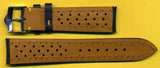 Blue Rally Perforated Leather MB Strap Yellow Stc, 20 22mm, Pre TAG Heuer Buckle