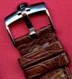 GENUINE ALLIGATOR BROWN STRAP 18mm LEATHER LINED & GENUINE OMEGA STEEL BUCKLE