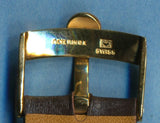 18mm GENUINE BROWN LEATHER VERY PADDED MB BAND STRAP & GENUINE OMEGA GOLD BUCKLE