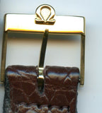 18mm Brown Brown Genuine Crocodile MB Strap & Genuine Vintage Omega Gold Buckle