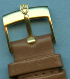 GENUINE BROWN CALF LEATHER CAVADINI STRAP BAND 18mm & ROLEX TUDOR GOLD BUCKLE