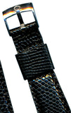 18mm Genuine Lizard MB Strap Leather Lined & Genuine Steel Omega Buckle Black