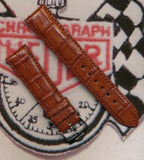 20mm GENUINE BROWN CROCODILE MB STRAP BAND LEATHER LINED & PRE TAG HEUER BUCKLE