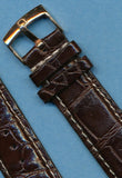 20mm Genuine Crocodile MB Strap Band For Speedmaster & Omega Rose Gold Buckle