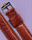 Brown 18mm Genuine Lizard MB Strap Leather Lined & Vintage Steel Omega Buckle