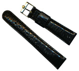 Black 18mm Genuine Lizard MB Strap Leather Lined & Vintage Gold Omega Buckle