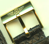 MB 19mm Genuine Black Snake Skin Strap Leather Lined  & Breitling Gold Buckle