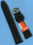 GENUINE BLACK LEATHER CAVADINI STRAP BAND 18mm or 20mm & OMEGA GOLD PLATE BUCKLE