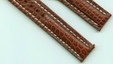 MB GENUINE BROWN ALLIGATOR STRAP 20MM OR 22MM & GEN. OMEGA BUCKLE STEEL OR GOLD