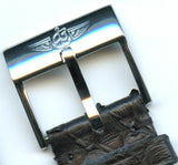 19mm Genuine Black Snake Skin MB Strap Band Extra Long & Breitling Steel Buckle