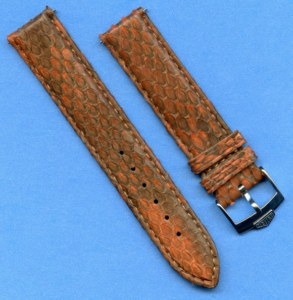 18mm Genuine Light Brown Snake Skin MB Strap Leather Lined, Pre TAG Heuer Buckle