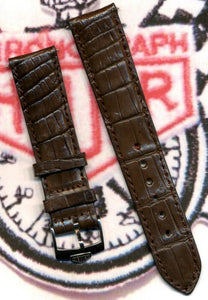 20mm GENUINE BROWN CROCODILE MB STRAP BAND LEATHER LINED & PRE TAG HEUER BUCKLE