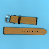 GEN. ALLIGATOR BLACK STRAP BAND 20mm EXTRA LONG & GENUINE TUDOR STEEL BUCKLE