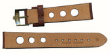 Brown Rally Racing Leather MB Strap 18mm 20mm & Rolex Steel or Gold Plate Buckle