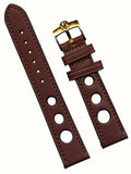 Brown Rally Racing Genuine Leather MB Strap 18mm 20mm & Omega Gold Plated Buckle