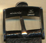 17mm Genuine Lizard MB Strap Band Leather Lined & Steel Omega Buckle Black