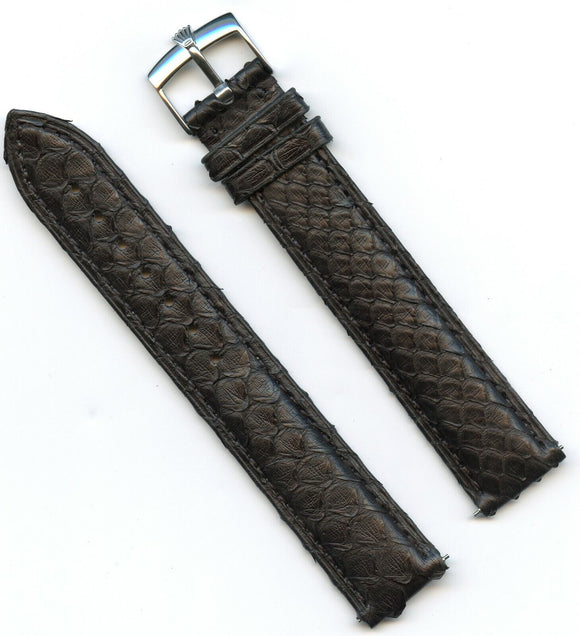 18mm Genuine Black Snake Skin MB Strap Band Extra Long & Gen. Rolex Steel Buckle