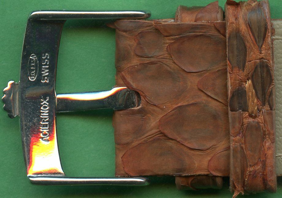 Brown 20mm Genuine Snake Skin MB Strap Band Leather Lined & Rolex Steel Buckle