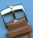 GENUINE BROWN CALF LEATHER CAVADINI STRAP BAND 20mm & ROLEX TUDOR STEEL BUCKLE