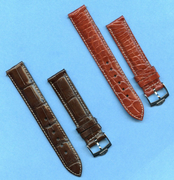18mm GENUINE CROCODILE MB STRAP BAND LEATHER LINED BROWN & PRE TAG HEUER BUCKLE