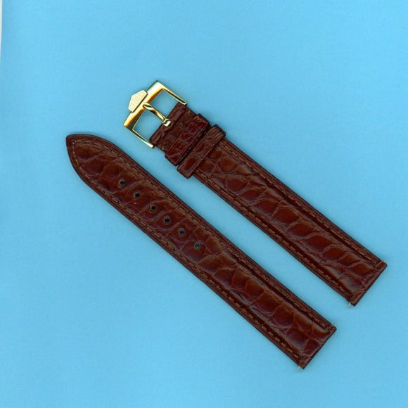 19mm EXTRA LONG GENUINE BROWN LEATHER MB STRAP BAND & TAG HEUER GOLD BUCKLE