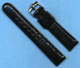 Black 19mm Retro Genuine Lizard MB Strap Band Leather Lined & Steel Omega Buckle