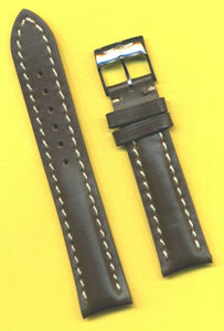 20mm BROWN GENUINE LEATHER MB STRAP WHITE STITCHING & STEEL BREITLING BUCKLE