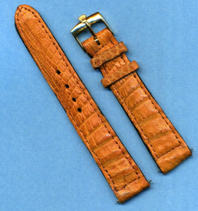 18mm Cognac Genuine Crocodile MB Strap Brown & Rolex Gold Plated Buckle