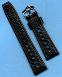 22mm GENUINE LEATHER RALLY BLACK RACING STRAP BAND RED STITCHING & OMEGA BUCKLE