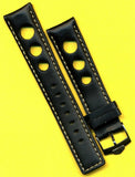 20mm BLACK SPANISH LEATHER RALLY RACING BAND STRAP & PRE TAG HEUER BUCKLE