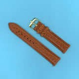 GEN. ALLIGATOR BROWN COGNAC STRAP 18mm EXTRA LONG & GENUINE TUDOR GOLD BUCKLE