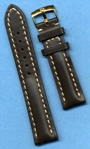 20mm GENUINE BROWN LEATHER PADDED MB STRAP & GENUINE OMEGA YELLOW GOLD BUCKLE